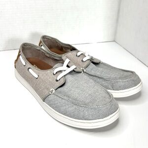 Toms Gray Lace Up Low Top Moc Toe Flat Casual Boat Shoes Size Mens 8 Women's 9.5
